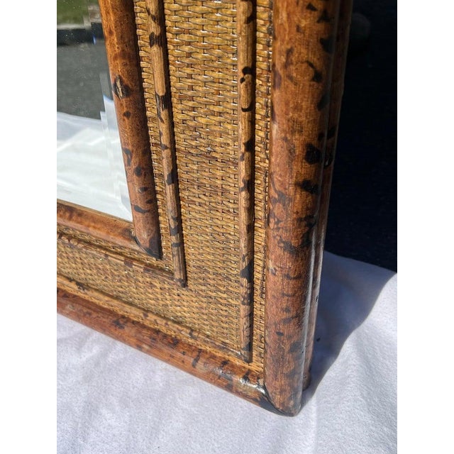 Large Bamboo and Rattan Beveled Mirror For Sale - Image 14 of 18