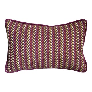Small Designer Chevron Accent Pillow in Plum, Berry & Gold For Sale