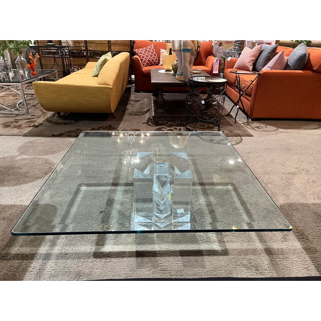 Clear Acrylic Base Glass Top Coffee Table | Chairish