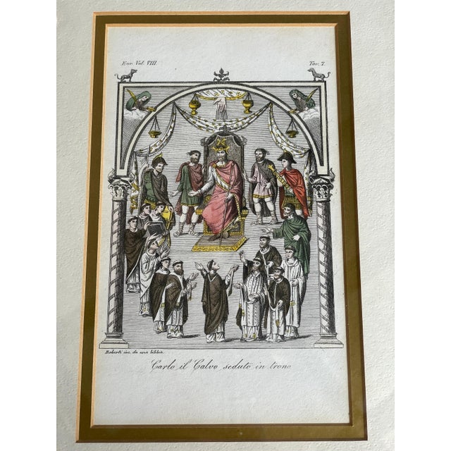 Antique Book Plate Engraving- 1816- King Charles II, The Bald, & Holy Roman Emporer For Sale - Image 4 of 10