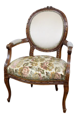 Louis XV Style Walnut Carved Armchair