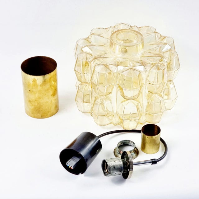 Amber Mid Century Amber Diamond Glass Pendant by Helena Tynell for Limburg, Germany, 1960s For Sale - Image 8 of 9