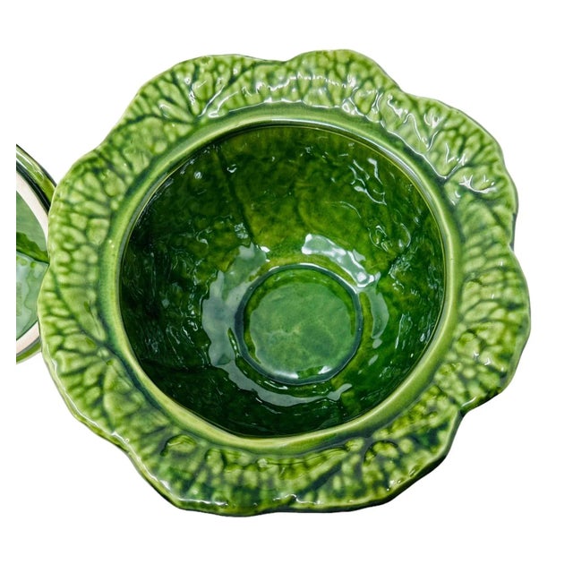 Vintage Jay Willfred Cabbage Lidded Soup Tureen With Under Plate Made in Portugal For Sale - Image 4 of 10
