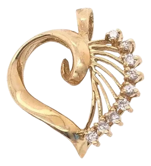 14 Karat Yellow Gold Heart Pendant With Diamond Accents