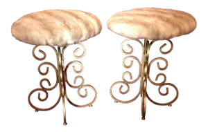1960s Vintage Regency Style Stools - a Pair
