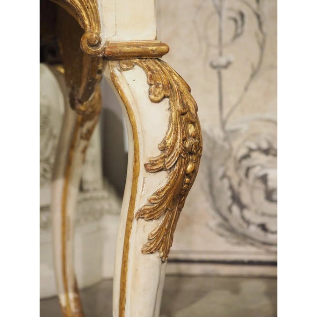 Stone Early 18th Century Painted Italian Console Table With Rouge Royal Marble Top For Sale - Image 7 of 13