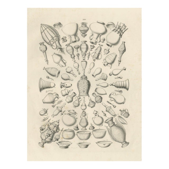 Islamic Vessels and Metalwork Object Study, 1846, Paper For Sale