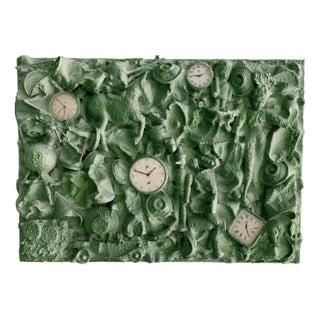 Walter Parini, Green Trash, Mixed Media on Canvas with Applications, 2011 For Sale