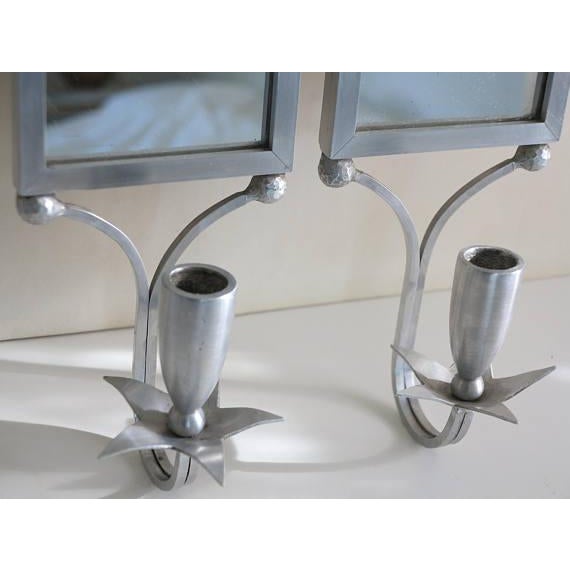 Art Deco 1930s Mirrored Art Deco Aluminum Wall Sconces by Palmer Smith - a Pair For Sale - Image 3 of 6