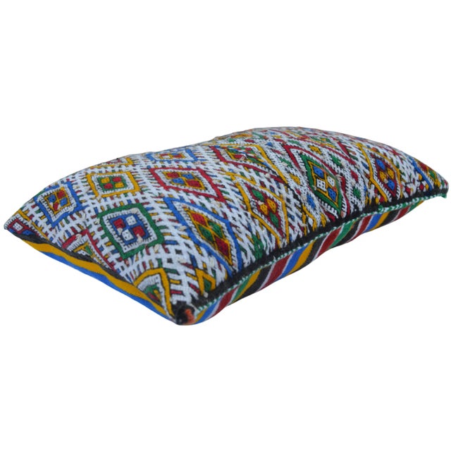 Yellow Vintage Moroccan Colorful Diamonds Wool Pillow For Sale - Image 8 of 11