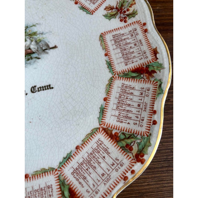 Traditional 1910 Christmas Winter Connecticut Calendar Plate For Sale - Image 3 of 7