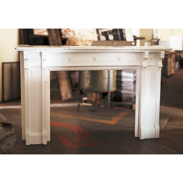 Antique White Painted Victorian Fireplace Mantel For Sale - Image 4 of 6