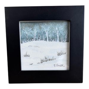 Miniature Winter Watercolor Painting Signed and Framed