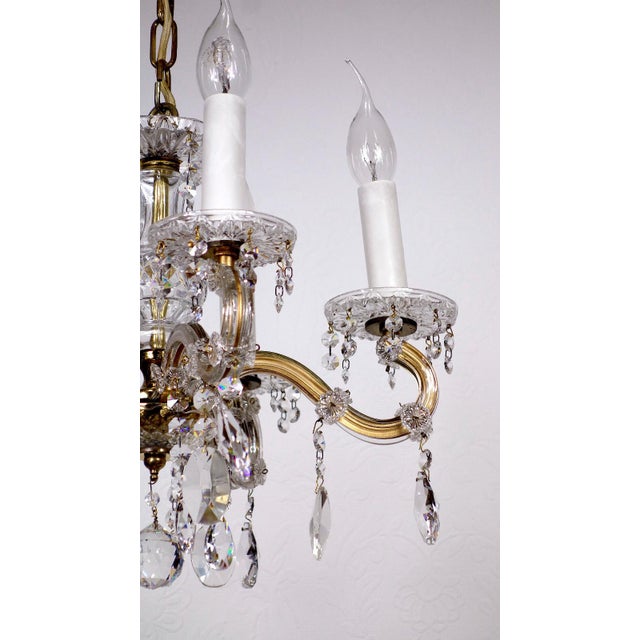 Brass-Lead Crystal Five-Light Chandelier from H.Richter, 1960s For Sale - Image 6 of 13