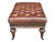 Vintage Tufted Brown Leather Ottoman Bench With Nailhead Trim & Carved Wood Legs on Casters For Sale - Image 4 of 15