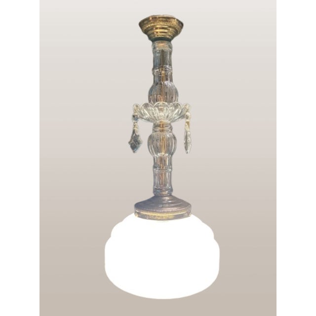 Art Deco Hand-Cut Crystal Ceiling Lamp, 1930s For Sale - Image 3 of 10