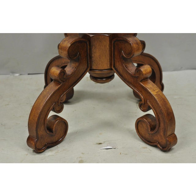 Wood Mid 20th Century Contemporary Italian Mediterranean Style Marquetry Inlay Pedestal Side Table For Sale - Image 7 of 12