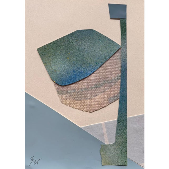 Abstract "Im Blue 2" Original Mixed-Media Collage on Paper by Zac Woodiel For Sale - Image 3 of 8