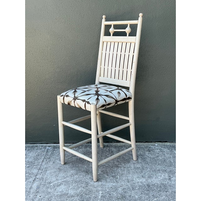 White Vintage Slat Counter Stool For Sale - Image 8 of 12
