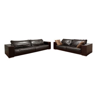 Three and Two-Seater Leather Sofas from Baxter, 1980, Set of 2 For Sale