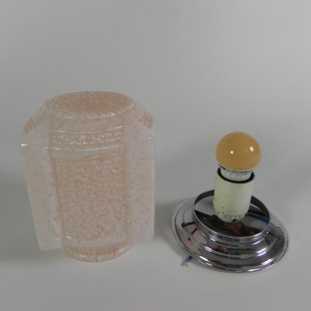 Art Deco Ceiling Lamp with Pink Cloudy Shade, 1930s For Sale - Image 13 of 14