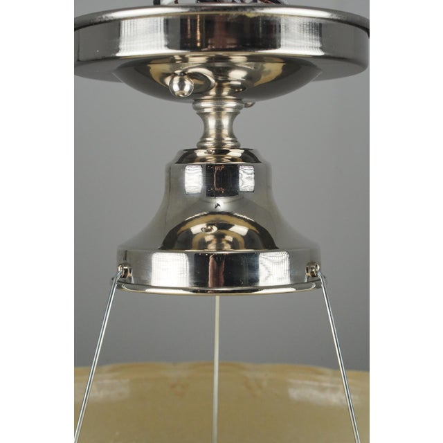 Tan Mid 20th Century Traditional Floral Cast Glass Semi Flush Mount Light For Sale - Image 8 of 9