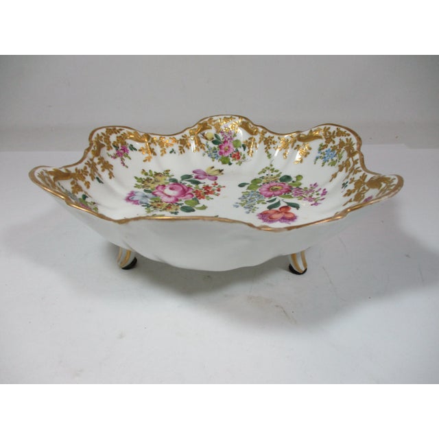 Antique French Porcelain Footed Hand Painted Bowl For Sale - Image 9 of 10
