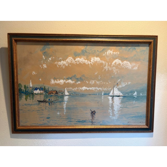 A rare and refined matched pair of original watercolors by Edmund Darch Lewis, dated 1909, created during the final year...