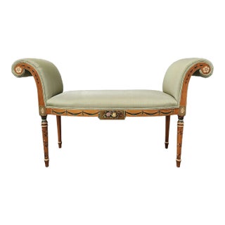 Adam Style Neoclassical Hand Painted Window Seat For Sale