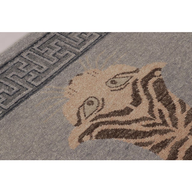 2010s Rug & Kilim’s Distressed Tiger Rug in Gray With Beige and Chocolate Pictorial For Sale - Image 5 of 10