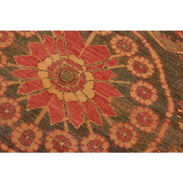 1970s 1970s Vintage Tribal Low Pile Green/Green Wool Rug - 6'3" X 8'3" For Sale - Image 4 of 10