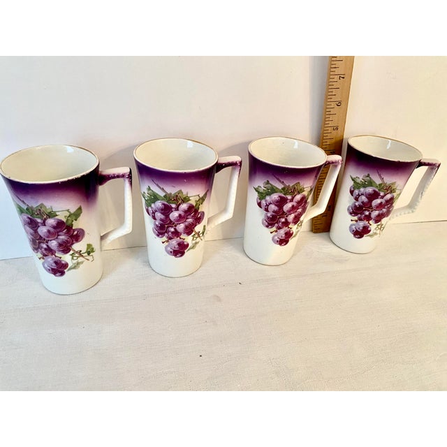 Antique Dresden China Grape Motif Mugs - Set of 4 (C. 1890- 1915). For Sale - Image 11 of 12