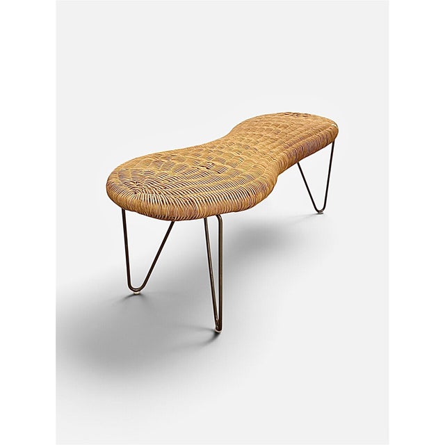 Vintage Peanut Wicker Bench from Ikea, Sweden, 1990 For Sale - Image 4 of 7