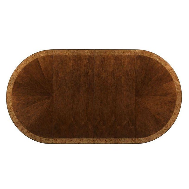 54 Inch Round Inlaid Walnut Pedestal Dining Table With Leaves Seats 4 to 8 People For Sale - Image 9 of 14