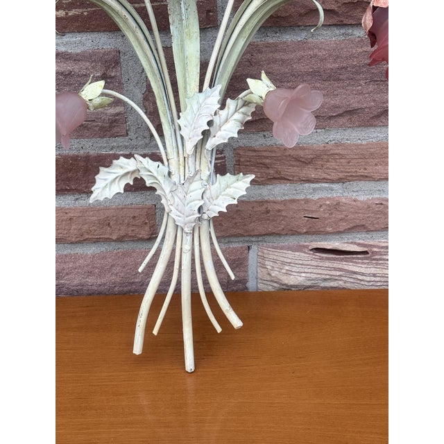 Italian Florentine Metal and Glass Wall Lamp, 1950s For Sale - Image 4 of 9