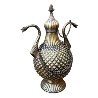 Diamond Planished Brass Pitcher For Sale