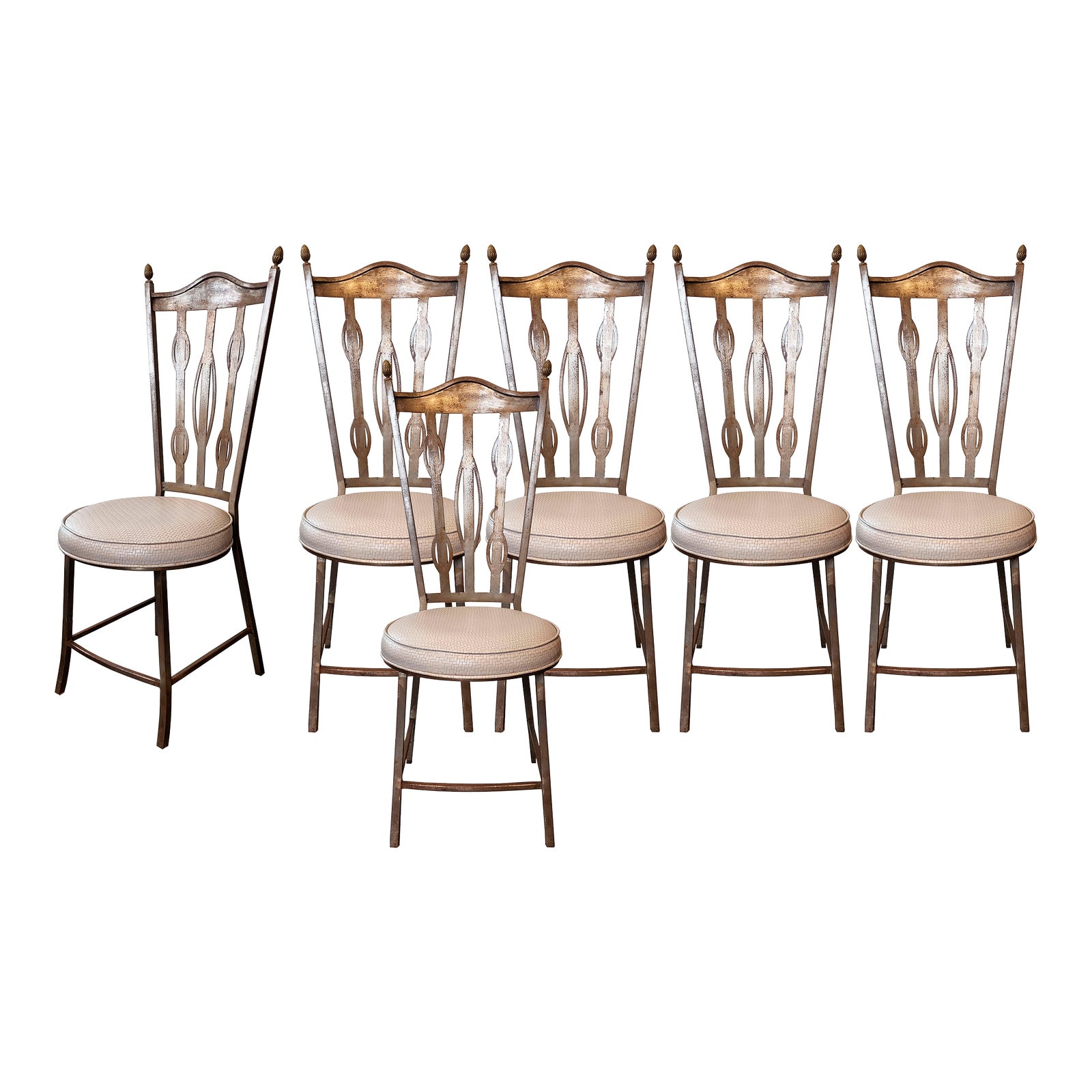 1960s Vintage Bent Iron Metal Dining Chairs Set of 6 Chairish