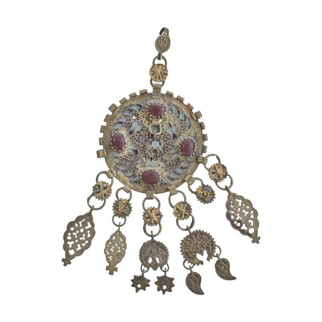 Ancient Turkish Brooch in Metal and Enamel, 19th Century For Sale - Image 5 of 5