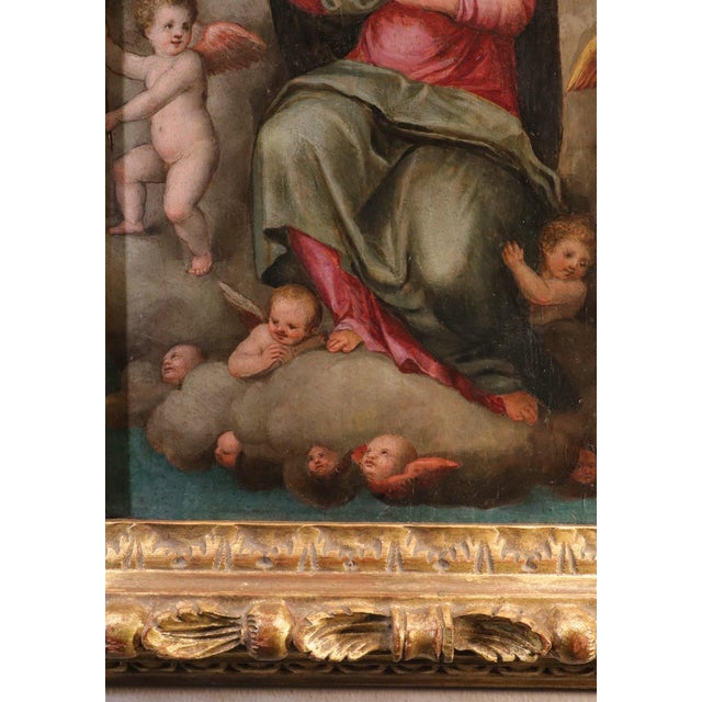 Giovanni Balducci Detto Il Cosci, Madonna in Glory Among the Angels, 1600, Oil on Board For Sale - Image 11 of 14