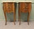 A Pair of Inlaid French Marquetry and Marble Bombe Shaped Bedside Chevets These are a pair of French Louis XVI style...
