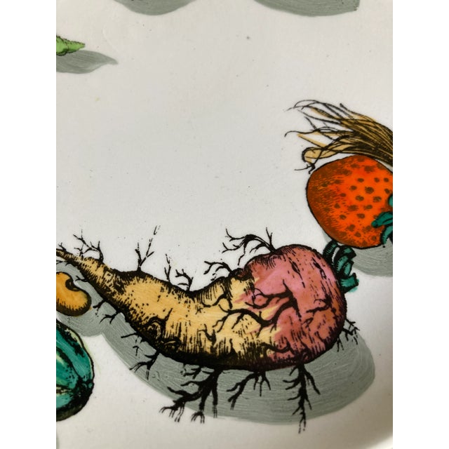 Ceramic Piero Fornasetti Vegetable Face Plates- Set of 6 For Sale - Image 7 of 11