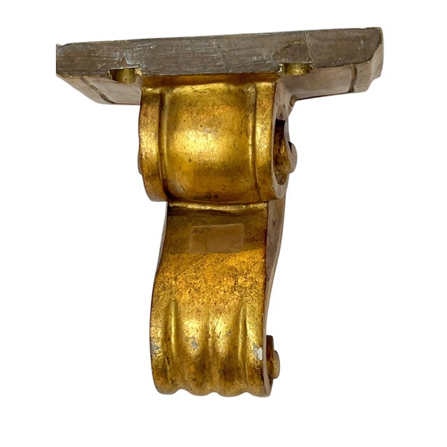 Mid 20th Century Pair Vintage Italian Neoclassical Giltwood Carved Wall Brackets Sconces For Sale - Image 5 of 10