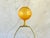 Metal Ribbed Optic Glass Lamp Finial in Orange on Bronze Hardware For Sale - Image 7 of 8