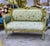 French French Louis XV Romantic Sofa With Floral Damask Upholstery, Sage Green Velvet Panels, Cherubs & Hand-Gilded Gold Leaf Frame For Sale - Image 3 of 4
