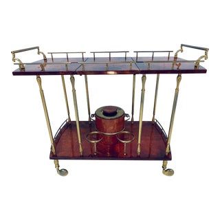 Aldo Tura Goatskin Bar Cart With Ice Bucket For Sale