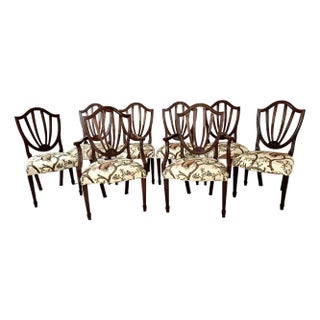 Late 20th Century Baker Historic Charleston Collection Set of Eight Carved Shield-Back Chairs For Sale