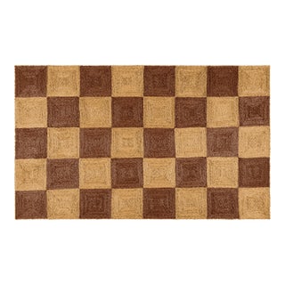 Part & Parcel Goods Jute Block Runner, 2’6”x12’, Chocolate and Nutmeg For Sale
