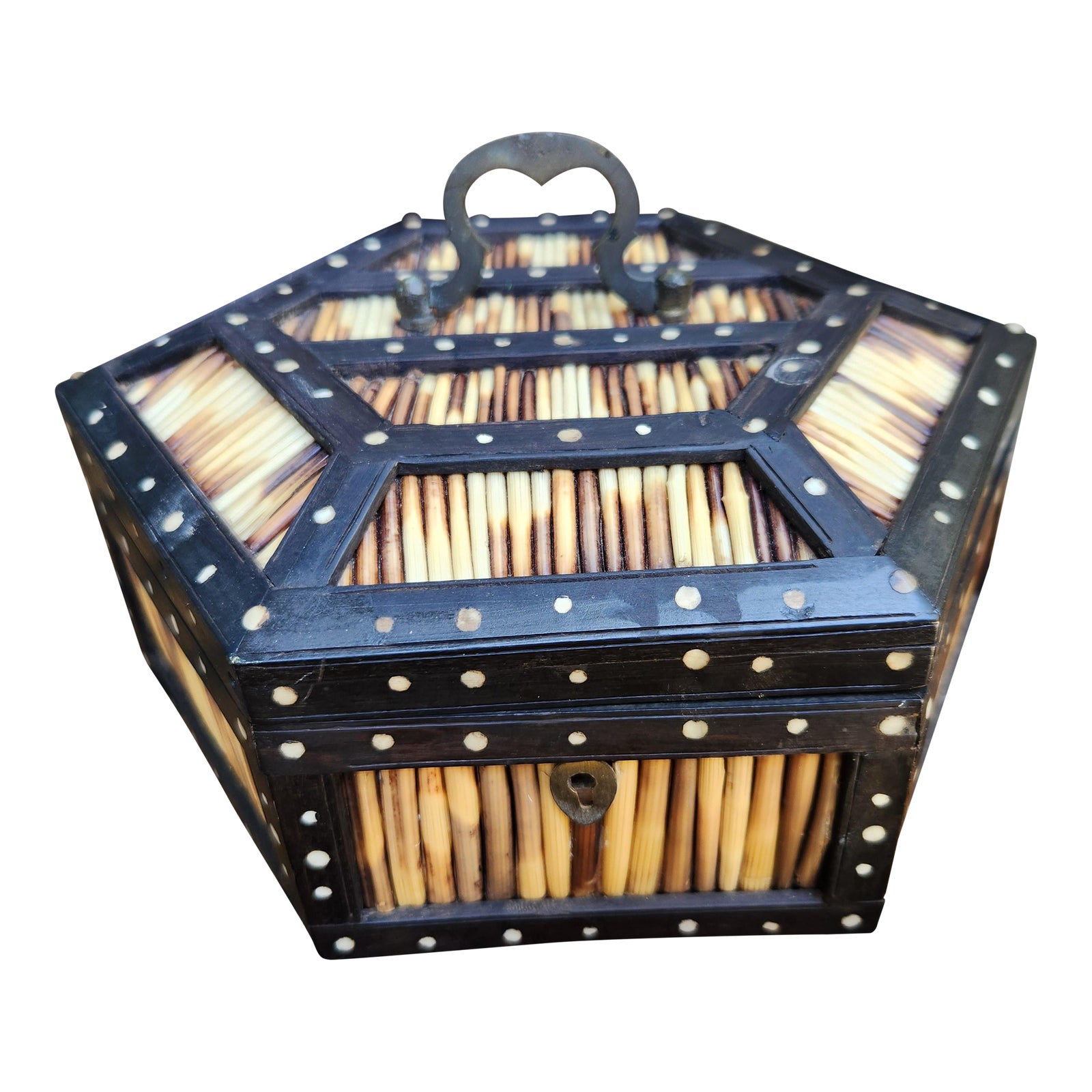 Late 19th Century Antique Anglo Indian Hexagonal Porcupine Quill Box ...