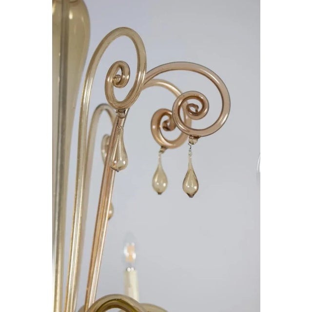 Glass Amber Hand Blown Glass Chandelier by Venini, 1950s For Sale - Image 7 of 13