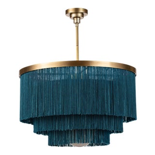 Regina Andrew Cabaret Fringe Chandelier in Peacock For Sale
